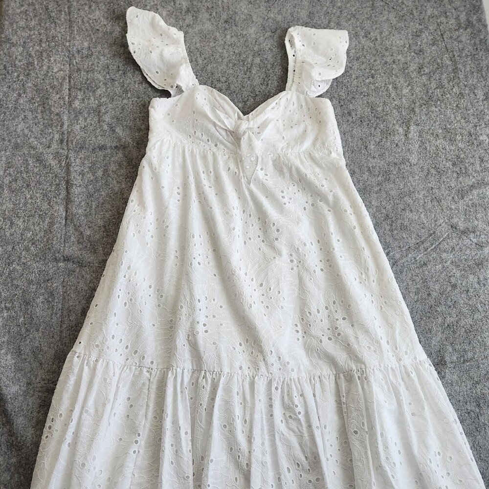 Lilly Pulitzer Lantana Flutter Sleeve Eyelet Midi Dress Women's 14 White Resort